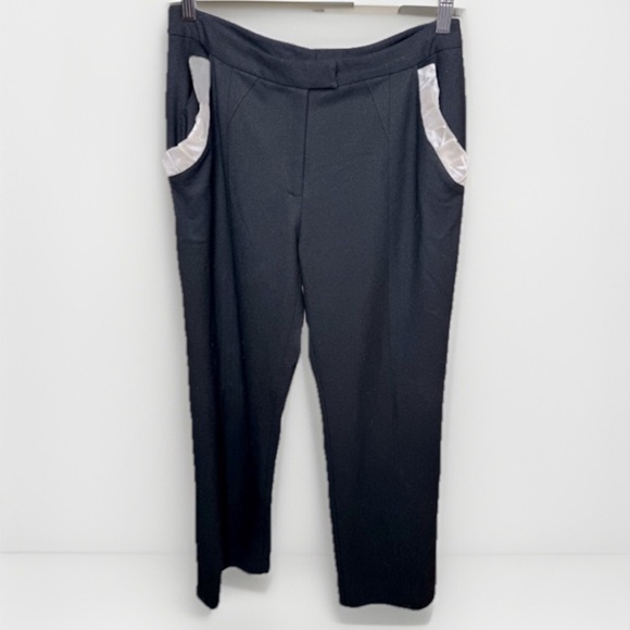 Vintage Pants - VTG Wool Black Women's Pants with White Frill Accent at the pockets | Size 6